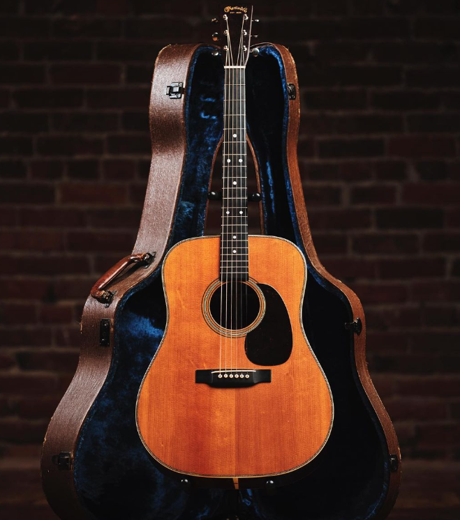 An old 1946 Martin D-28 acoustic guitar. Lots of history with this brand and lineup. An old 1946 Martin D-28 acoustic guitar. Lots of history with this brand and lineup.