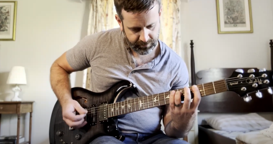 The PRS SE Special Semi-Hollow going through my extremely sophisticated testing process. The PRS SE Special Semi-Hollow going through my extremely sophisticated testing process.