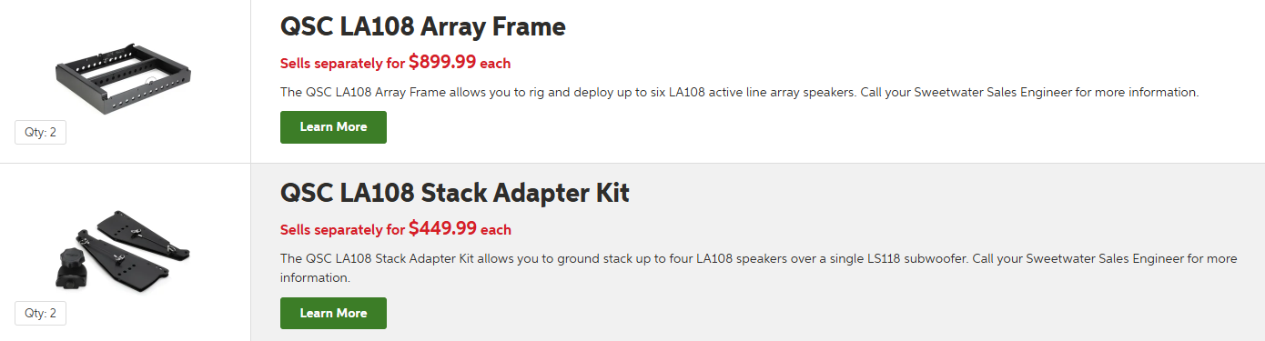 QSC Array Stacking Hardware